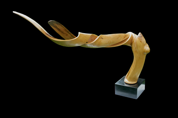 Twisted, 2014, Eschenholz/Granitsockel,Höhe/Länge ca. 40cm X 70cm