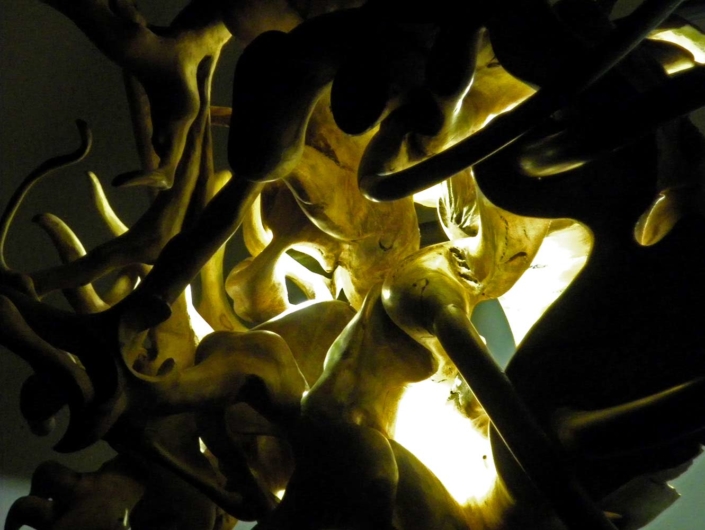 In Touch, 2015, Ilexwurzel/Stahl/LED Lichtquelle, Höhe ca. 1,50 m In Touch, 2015, Ilexwurzel/Stahl/LED Lichtquelle, Höhe ca. 1,50 m