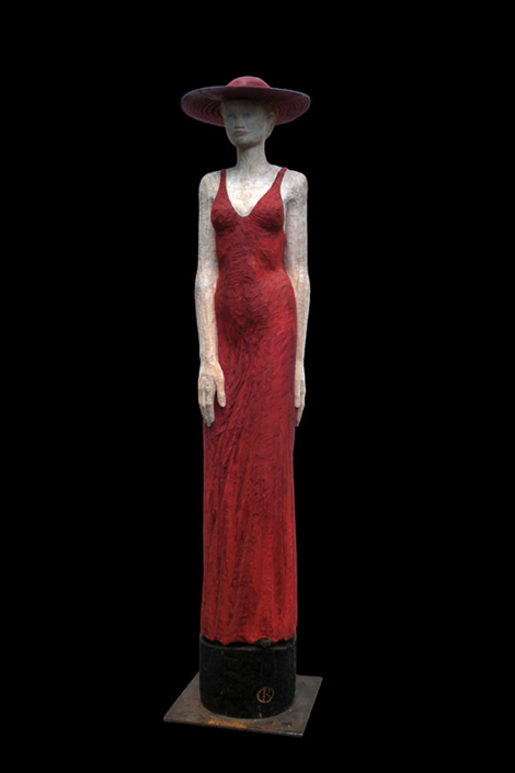 Lady in Red, 2009, Lärchenholz/Acrylfarbe, Höhe ca. 1,60 m
